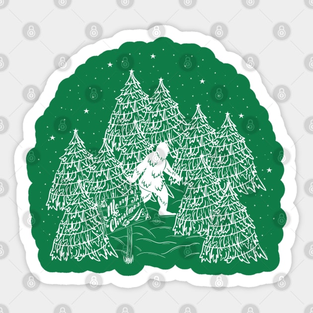 A Bigfoot Christmas Sticker by Desdymona